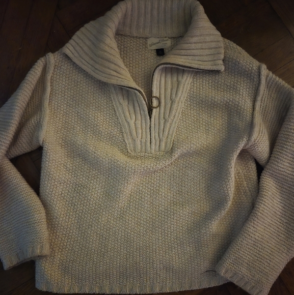 Beige Sweater, Zip up 3/4 neckline knobby cotton Universal Thread new xs hp🔥🔥 - Picture 4 of 7